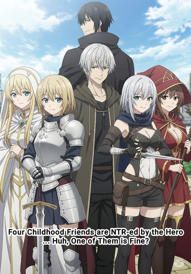 Four Childhood Friends are NTR-ed by the Hero ... Huh, One of Them is Fine?
